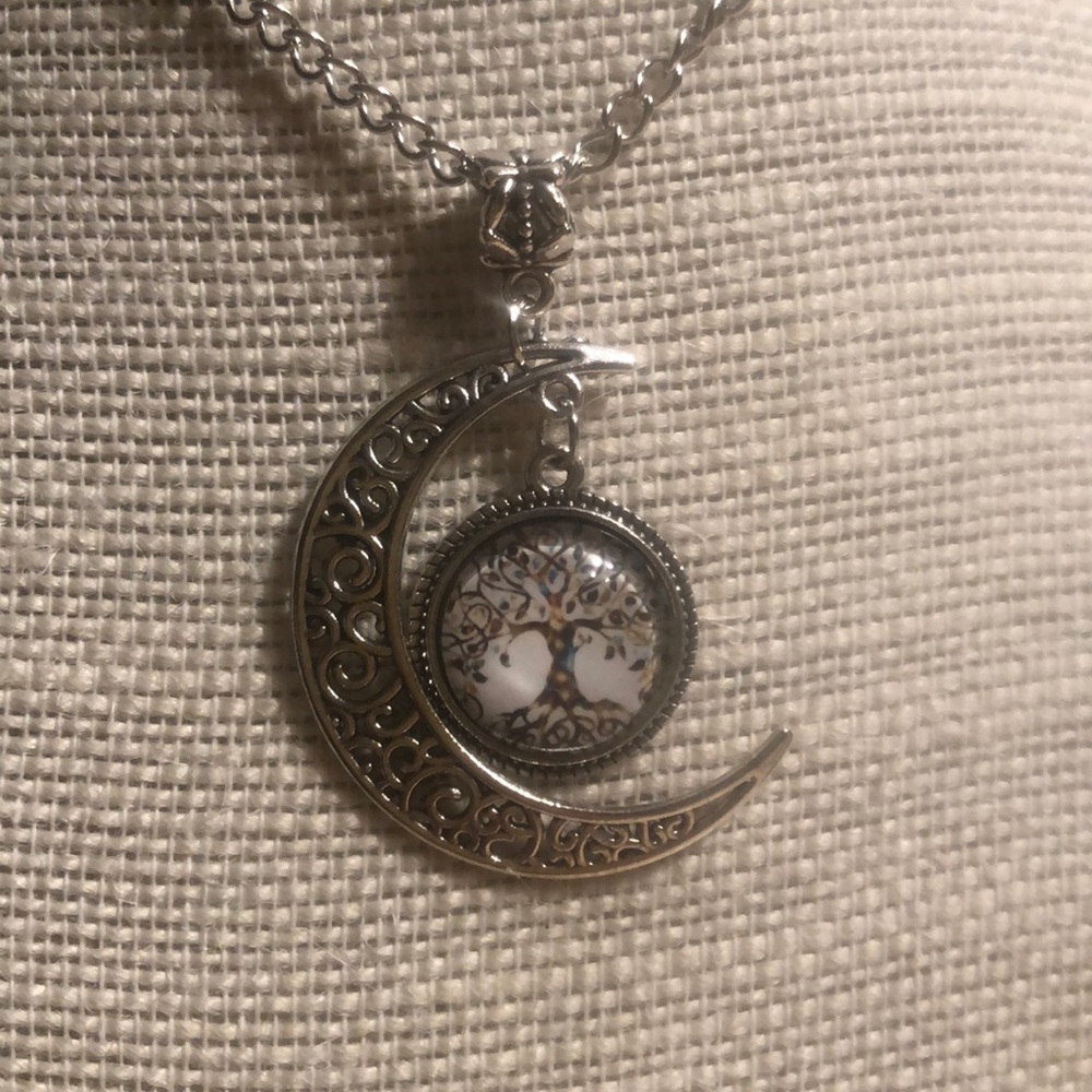 half moon family tree necklace